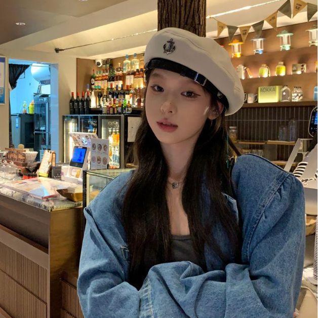 Zwarte baret Dames Herfst en Winter Knop Display Gezicht Flat Top Artist Hat Mode Net Rood ins_voghion.com