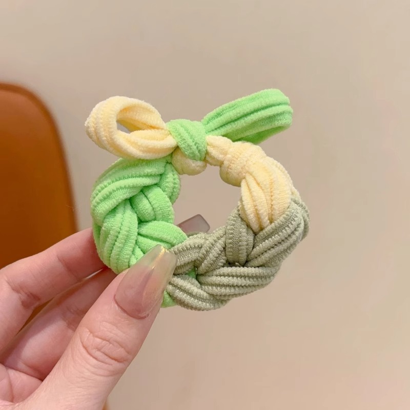 Coreano simple color de niños anillo de cabello de dopamina de alta elasticidad para niñas trenzando cuerdas de cabello gruesas para atar la banda de la cabeza
