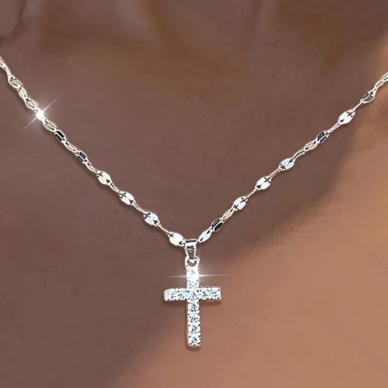 Collier Pendentif Croix Hip Hop Strass Style Luxe Pour Homme_voghion.com