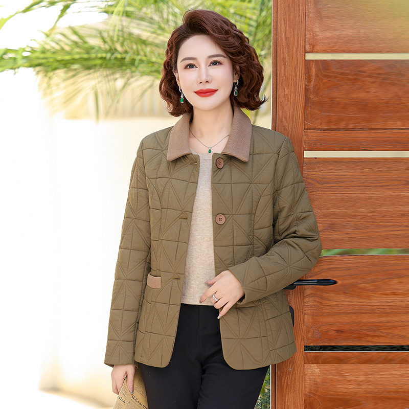 冬季新款轻薄棉衣中老年女装棉服外套妈妈秋冬季翻领薄棉袄外套女|undefined