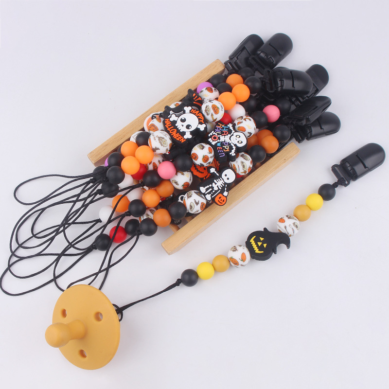 Productos para bebés de Halloween silicona calmante pezón cadena de dientes para bebés varillas de dientes de diente anti-caída nueva cadena anti-caída