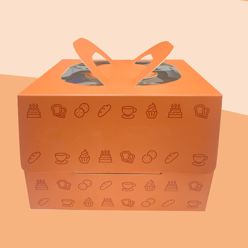 ネット赤手提げ透明開窓誕生日ケーキ包装箱セット袋焙煎底托厚さカスタム|undefined