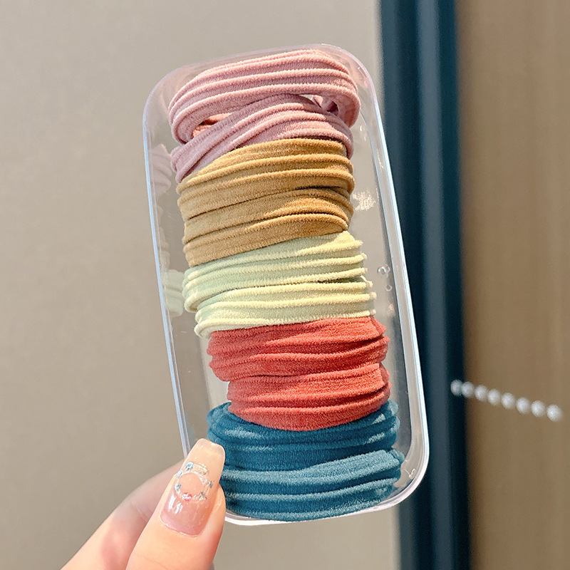 Cuerdas de cabeza de alta calidad, lindas chicas, cabello azul de sal marina, alta elasticidad y duradera, anillo de cabello de cola de caballo, correa de cuero para mujeres