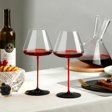 黑红领结勃艮第红酒杯大号家用高脚杯创意水晶玻璃杯红杆葡萄酒杯