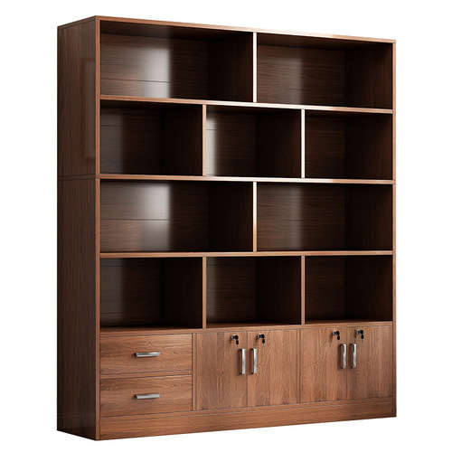 Bookcase floor-to-ceiling storage cabinet large-capacity storage cabinet wooden office file cabinet living room wall-mounted bookshelf