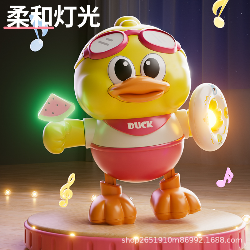 Juguetes infantiles transfronterizos baile eléctrico bebé pato bebé cabeza hacia arriba entrenamiento de canto interactivo aprendiendo a trepar juguetes de guía