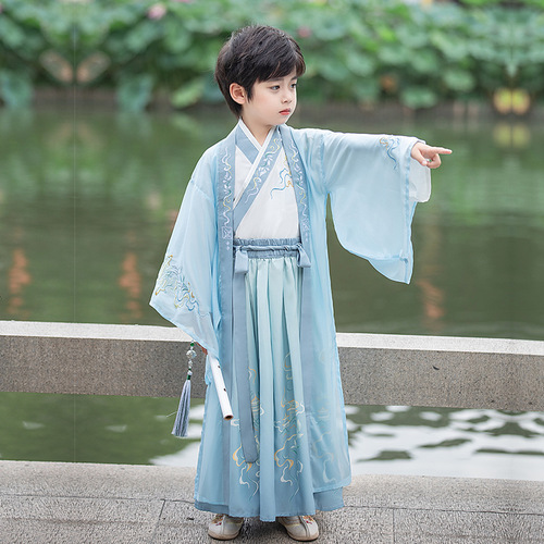 Boys Hanfu 2024 Spring and Autumn New High-end Chinese Style Children's Ancient Costumes Handsome Traditional Chinese Culture Performance Suits Wholesale