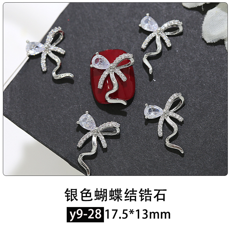 Joyería de circonio para decoración de uñas, lazo para decoración de uñas, aleación de diamantes, perla, joyería de diamantes, accesorios de decoración de libros rojos pequeños, venta al por mayor