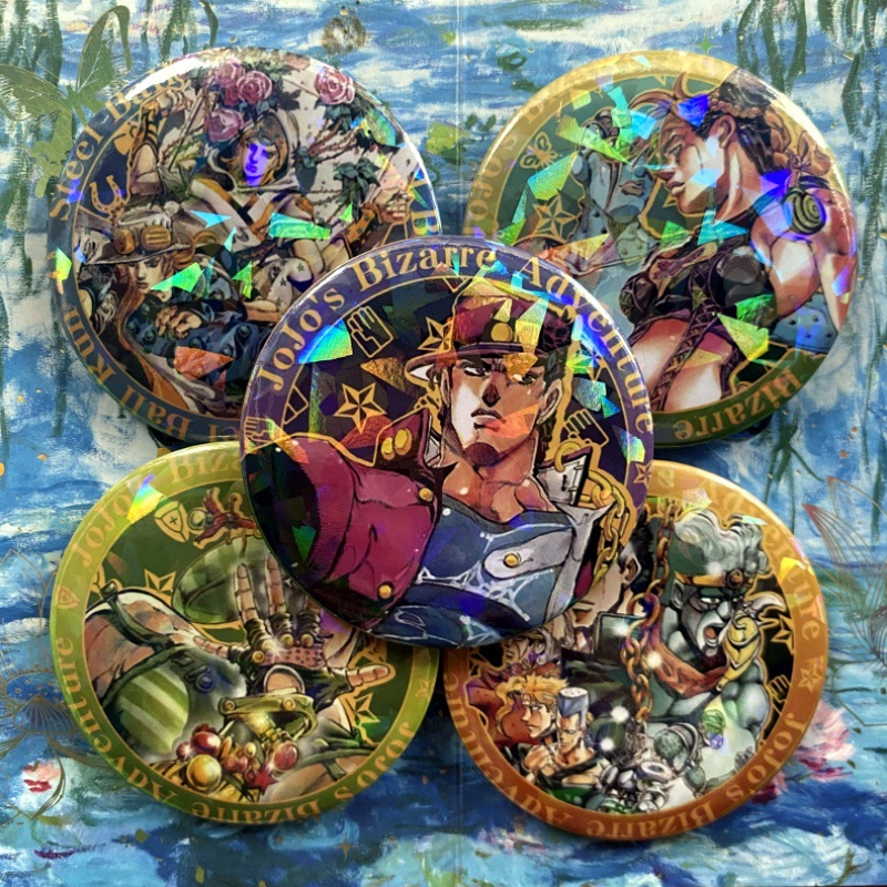 JOJO's Bizarre Adventure Dio & Jotaro badges, high-quality and eye-catching anime merchandise.