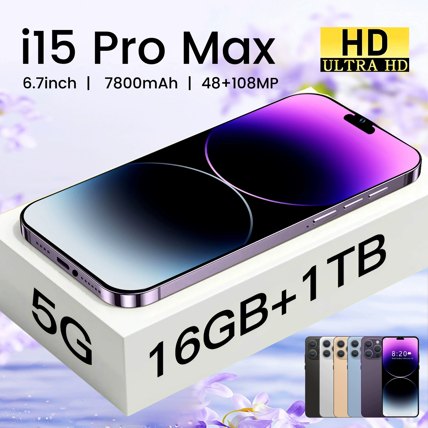 Смартфон i15, Intel Core i15, экран 6.7 дюйма, Android 8.1
