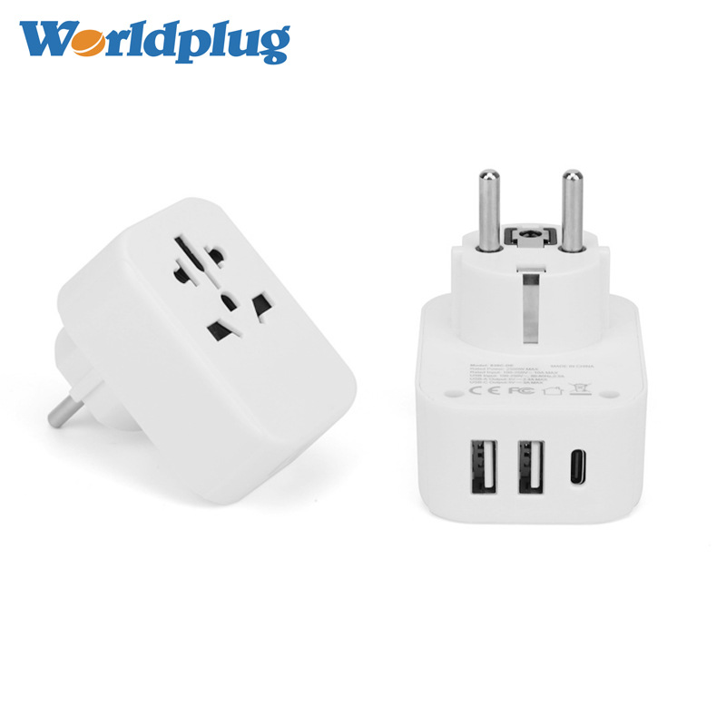 充电转换插头2.4A欧洲德国通用万能插头充电器旅行USB转换插头座