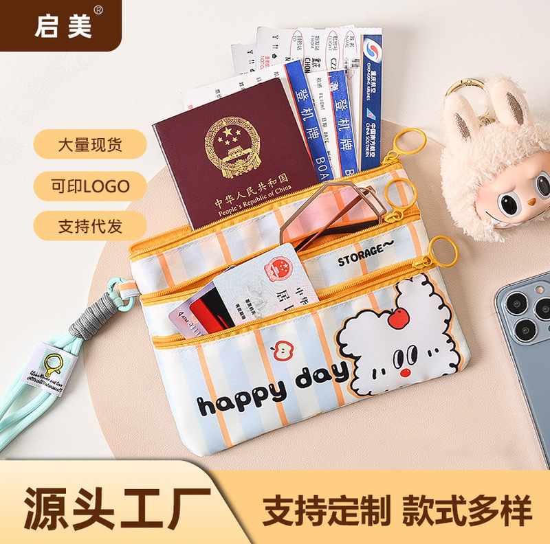 書類収納バッグ、旅行パスポート、航空券、海外IDカードバッグ、ポータブル多機能漫画クリエイティブカードバッグ|undefined