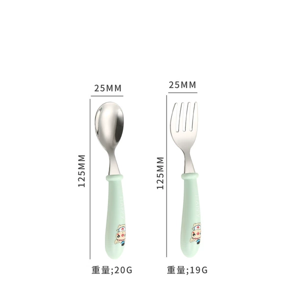 Pig【Green】spoon+fork