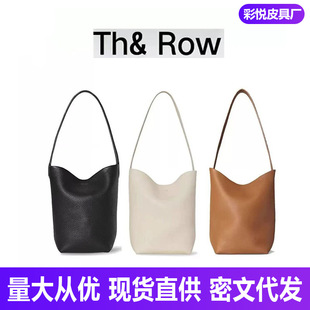 The Row Large-Capacity Bucket Bag Genuine Leather Pebbled Tote Bag for Class and Work Clothing New Therow Shoulder Bag