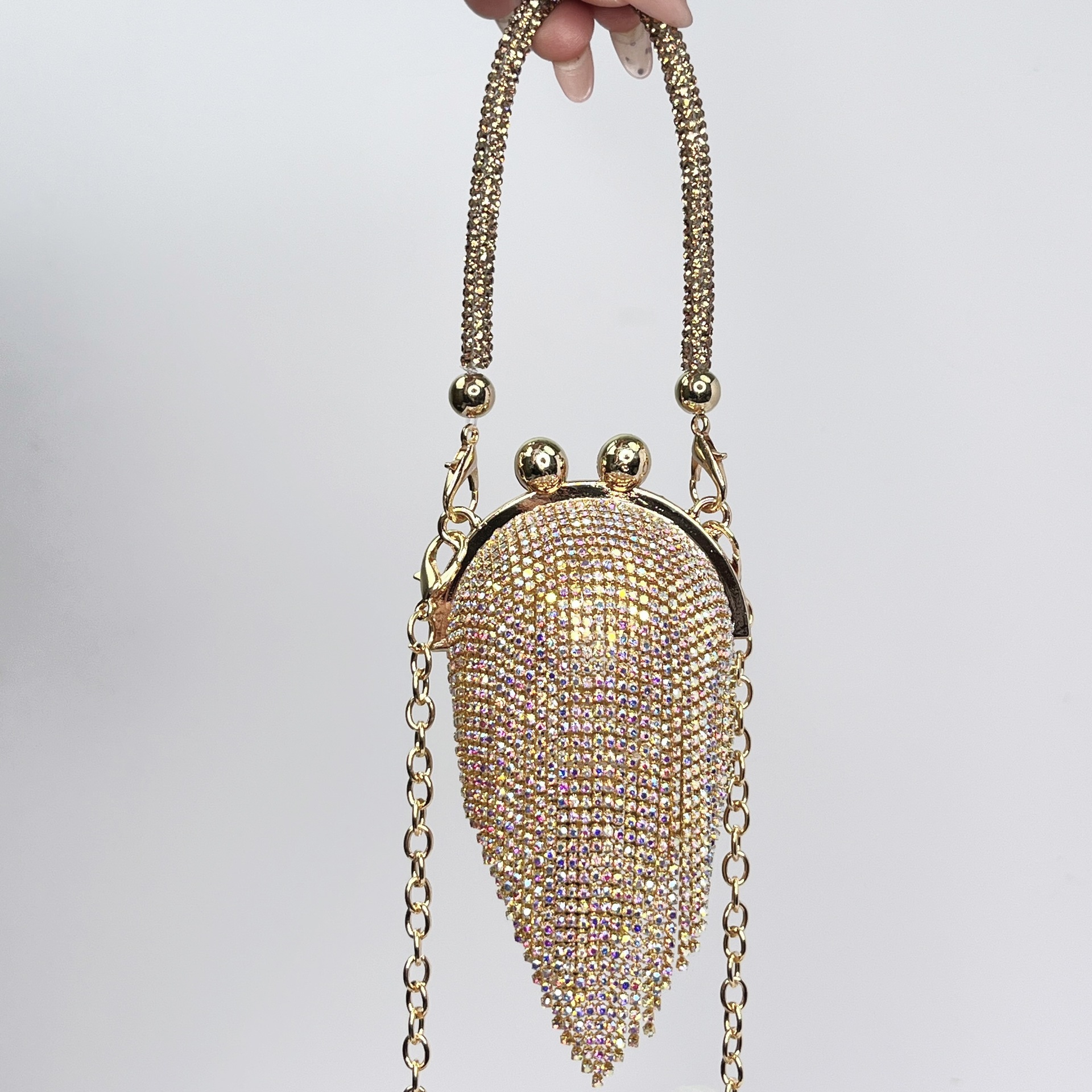 クロスボーダーの美しい円の球形の包みの小さいバラのいっぱいのドリルのドレスの包みの新型の女性の小さいハンドバッグの金属の質の晩餐の包み