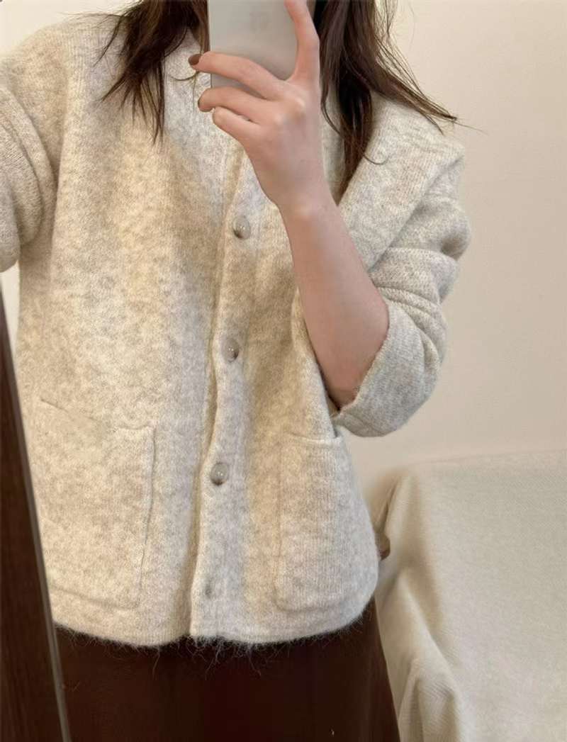 24 invierno Puyuan coreano de alta calidad suéter de cuello redondo para mujeres 2024 nuevo otoño y invierno