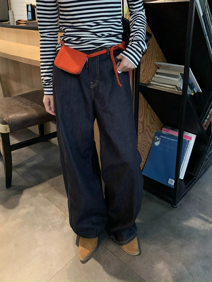 Джинсы бренда весны, брюки с высокой талией, oversize