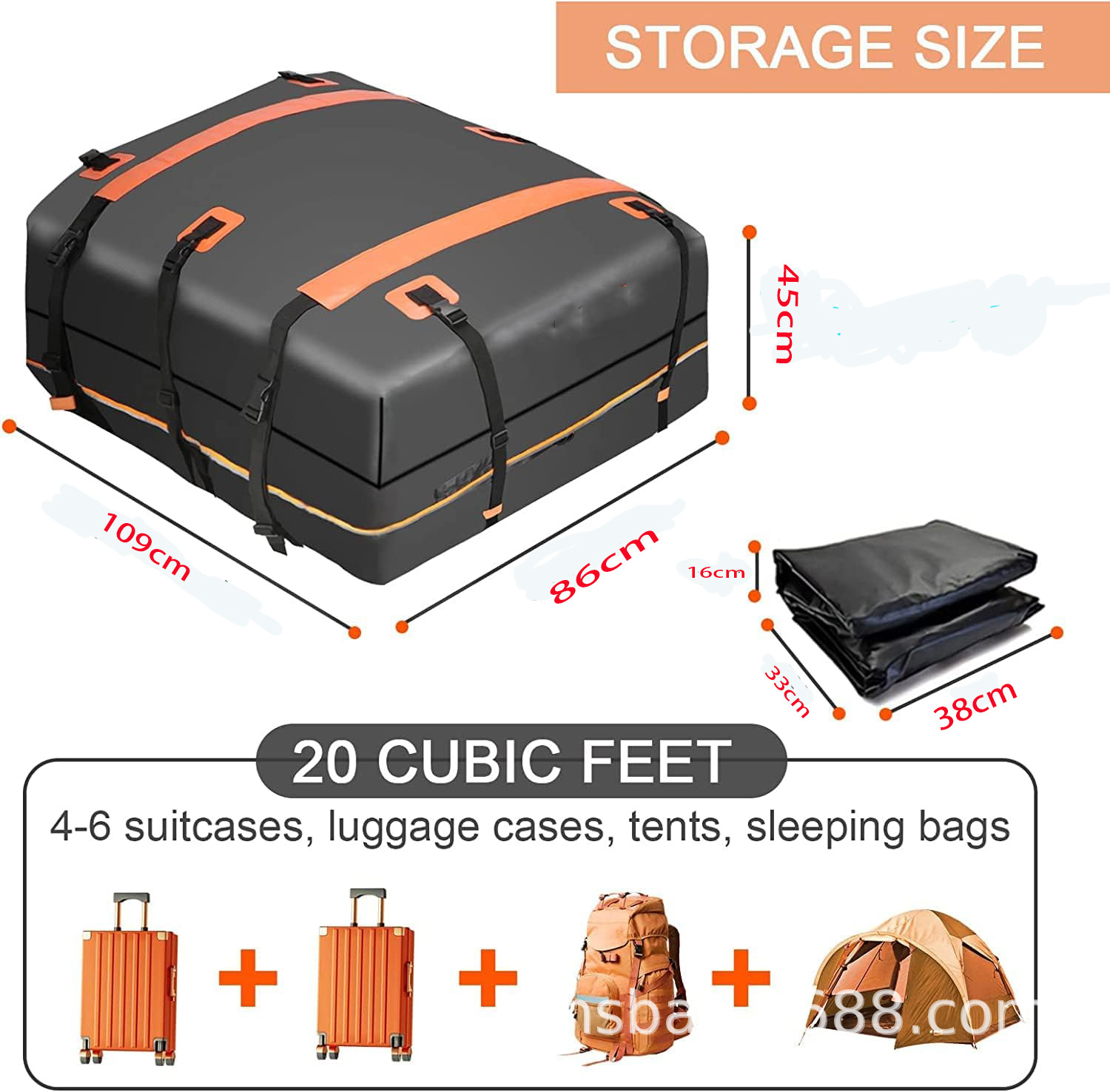 Cross-Border Hot-Selling Car-Mounted Outdoor Waterproof Roof Luggage Bag, Universal Roof Bag for Suvs, with or Without Luggage Rack