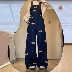 アメリカのレトロなソーセージ犬の刺繍デニムのバックパンツ