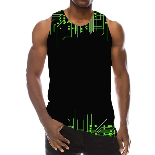 Selling Hot 3D Digital Printing Colorful Men's Crew Neck Sports Fitness Top