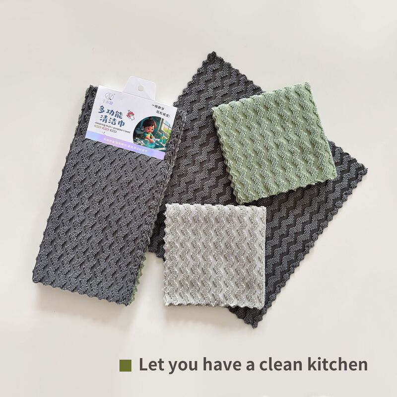 Wholesale Microfiber Scouring Pad Double-Sided Double-Effect Cleaning Cloth Super Absorbent and Not Easy to Stain with Oil Dishwashing Rag Wholesale Wholesale Microfiber Scouring Pad Double-Sided Double-Effect Cleaning Cloth Super Absorbent and Not Easy to Stain with Oil Dishwashing Rag Wholesale