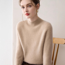 双股加厚100%纯山羊绒打底衫女半高领2025冬季元宝针内搭高端毛衣