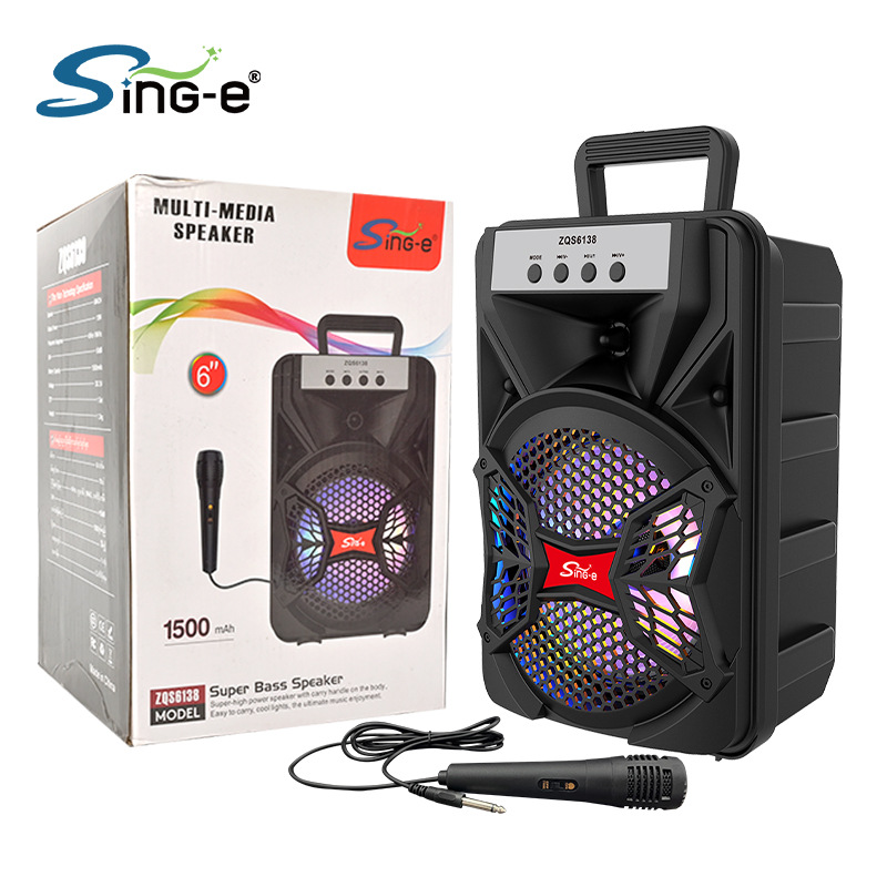 Sing-e ZQS6138 portable microphone Bluetooth wireless speaker outdoor live speech RGB colorful audio