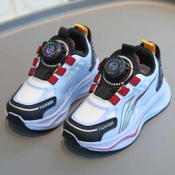 Children's sneaker 2024 Spring and Autumn Boys Casual Shoes Swivel Button Girls Running Shoes Soft Bottom Baby Net Shoes