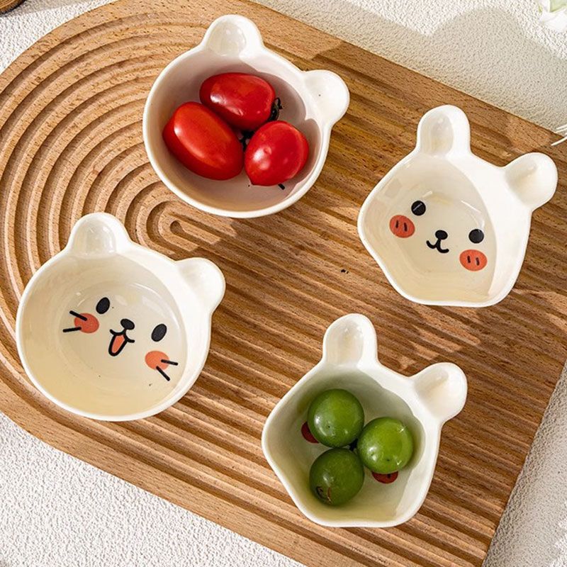 Cartoon Special-Shaped Cute Ceramic Dipping Dish Household Small Animal Seasoning Dish Underglaze Hot Pot Tomato Soy Sauce Snacks