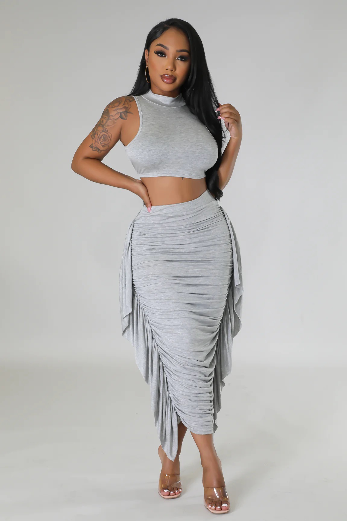 420g Weight Sleeveless Sleeve Length Tank Dress Dresses Type Spandex, Polyester Fabric Type Skirt Co-ord Set Sets Type 2 Pieces Set Quantity Daily Occasion Round Neck Neckline Regular Fit Fit Type Solid Color Pattern Summer, Spring Season Women's Gender Sexy, Streetwear Style Ruffles Craft Daily Women's Sexy Streetwear Solid Color Spandex Polyester Skirt Co-ord Set Skirt Sets 9