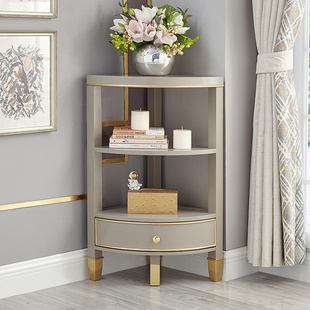 Grey Wall Corner Cabinet Storage Rack Simple Solid Wood Corner Cabinet Bedroom Corner Storage Low Cabinet Grey Light Luxury Triangle Cabinet