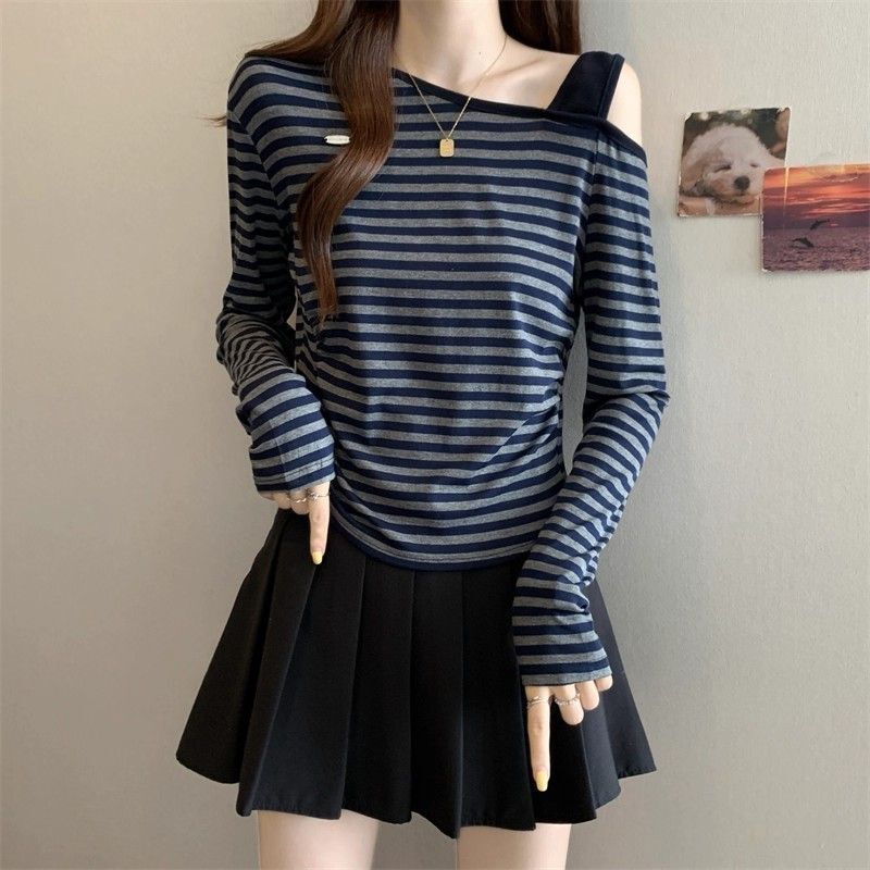 Plus-Size Striped Long-Sleeve Loose Slimming T-Shirt for Women, Stylish Autumn New Versatile Casual Top Plus-Size Striped Long-Sleeve Loose Slimming T-Shirt for Women, Stylish Autumn New Versatile Casual Top
