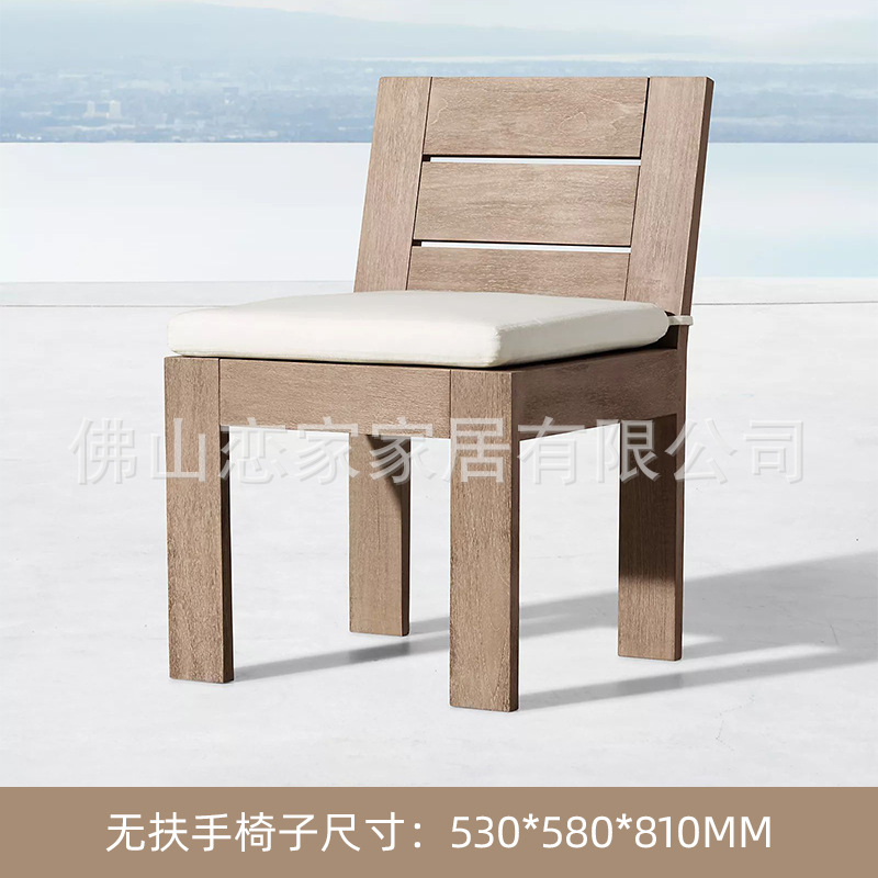 Muebles de mesa y silla de comedor de teca de estilo nórdico Patio Villa Ocio balcón restaurante protector solar a prueba de lluvia combinación de mesa y silla de madera maciza