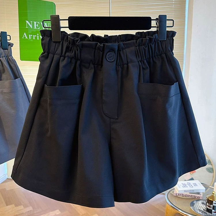 现货胖mm夏季梨形身材短裤女薄款高腰宽松显瘦阔腿五分休闲裤子