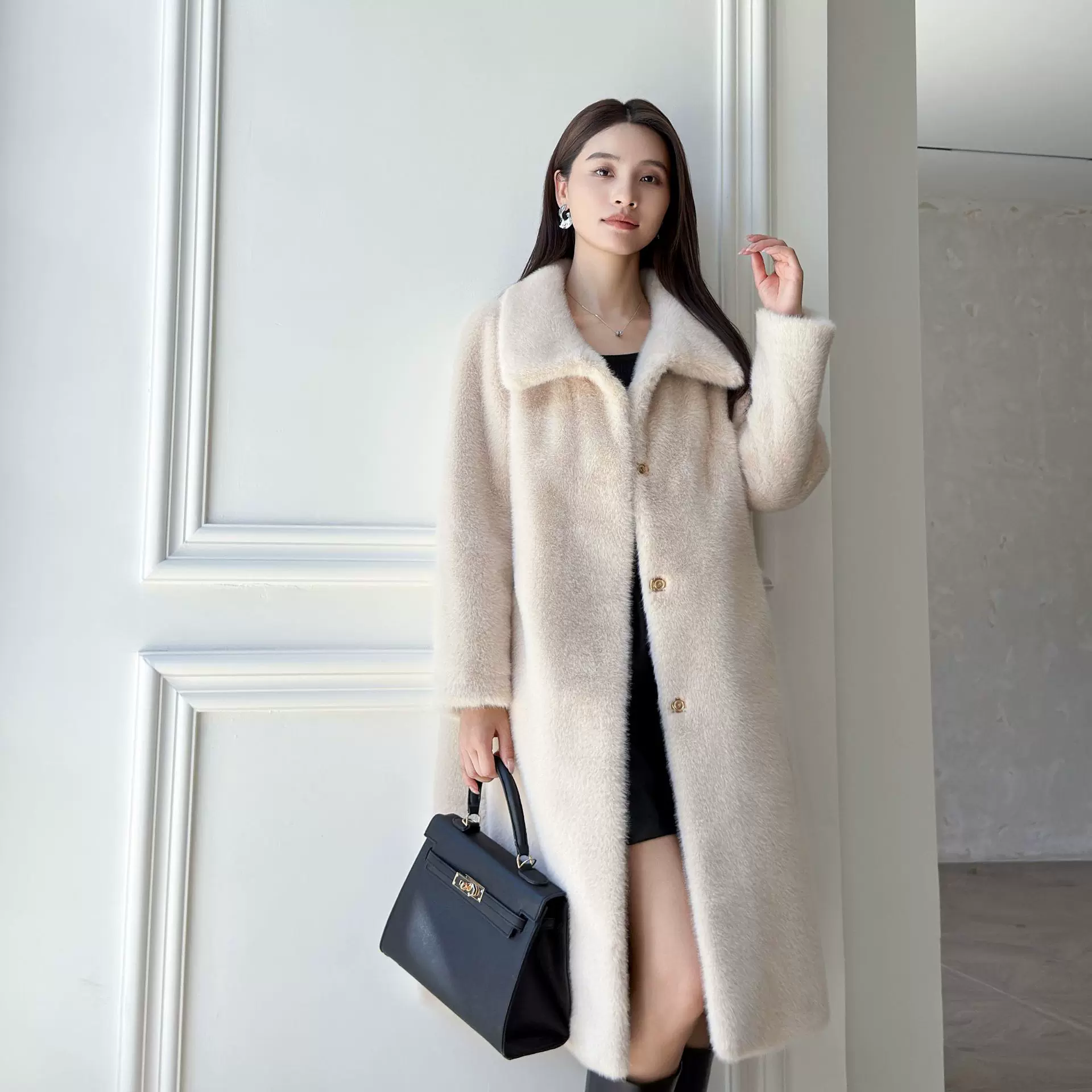 2025秋冬新款皮草外套女长款时尚修身显瘦仿水貂大衣百搭时尚款