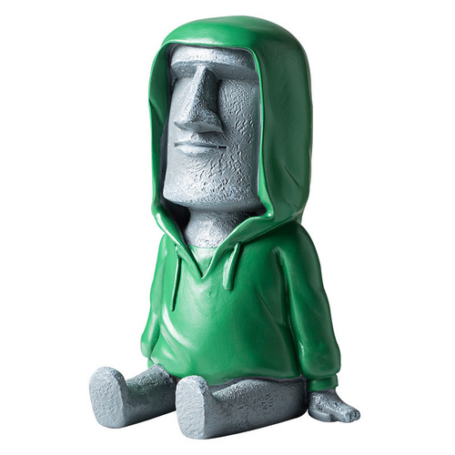 Creative stone figure villain Easter Island Moai personality funny mobile phone stand desktop living room decoration ornaments