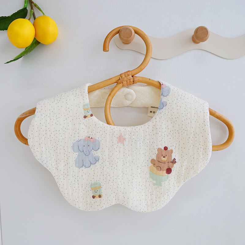 Babero de gasa de algodón de seis capas para niños, toalla para la saliva tipo cuello, babero giratorio para bebés, anti-regurgitación, protección para el vientre.