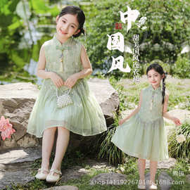女童汉服2026年夏季新款国风无袖连衣裙女宝宝新中式唐装旗袍裙