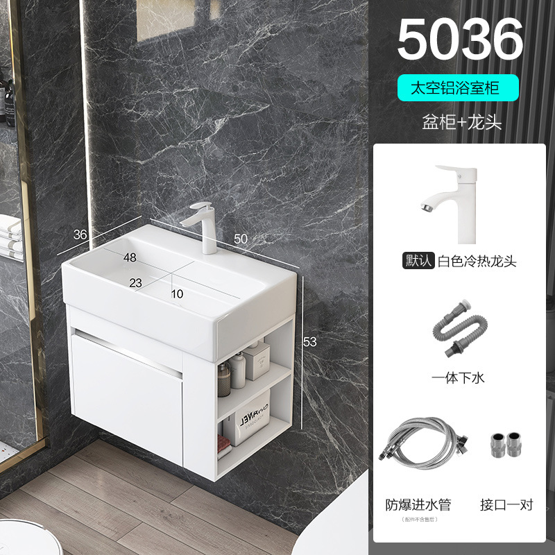 Shiyi lado estrecho espacio de almacenamiento gabinete de baño de aluminio pequeño apartamento lavado a mano combinación de gabinete lavabo integrado