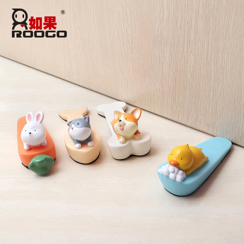 If creative home room desktop decorations small ornaments cartoon animal door stop anti-collision mute cute door stop
