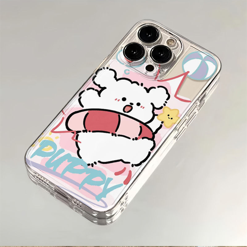 Swimming ring puppy for Apple 16/15/14/13 mobile phone case transparent soft silicon iPhone11 women's anti-fall