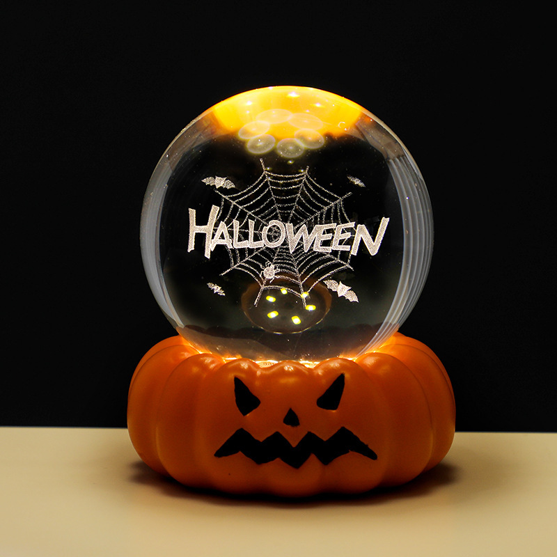 ハロウィン スカル パンプキンランプ ゴースト クリスタルボール ナイトライト ホームデコレーション 雰囲気ランプ クリエイティブ デスクトップオーナメント|undefined
