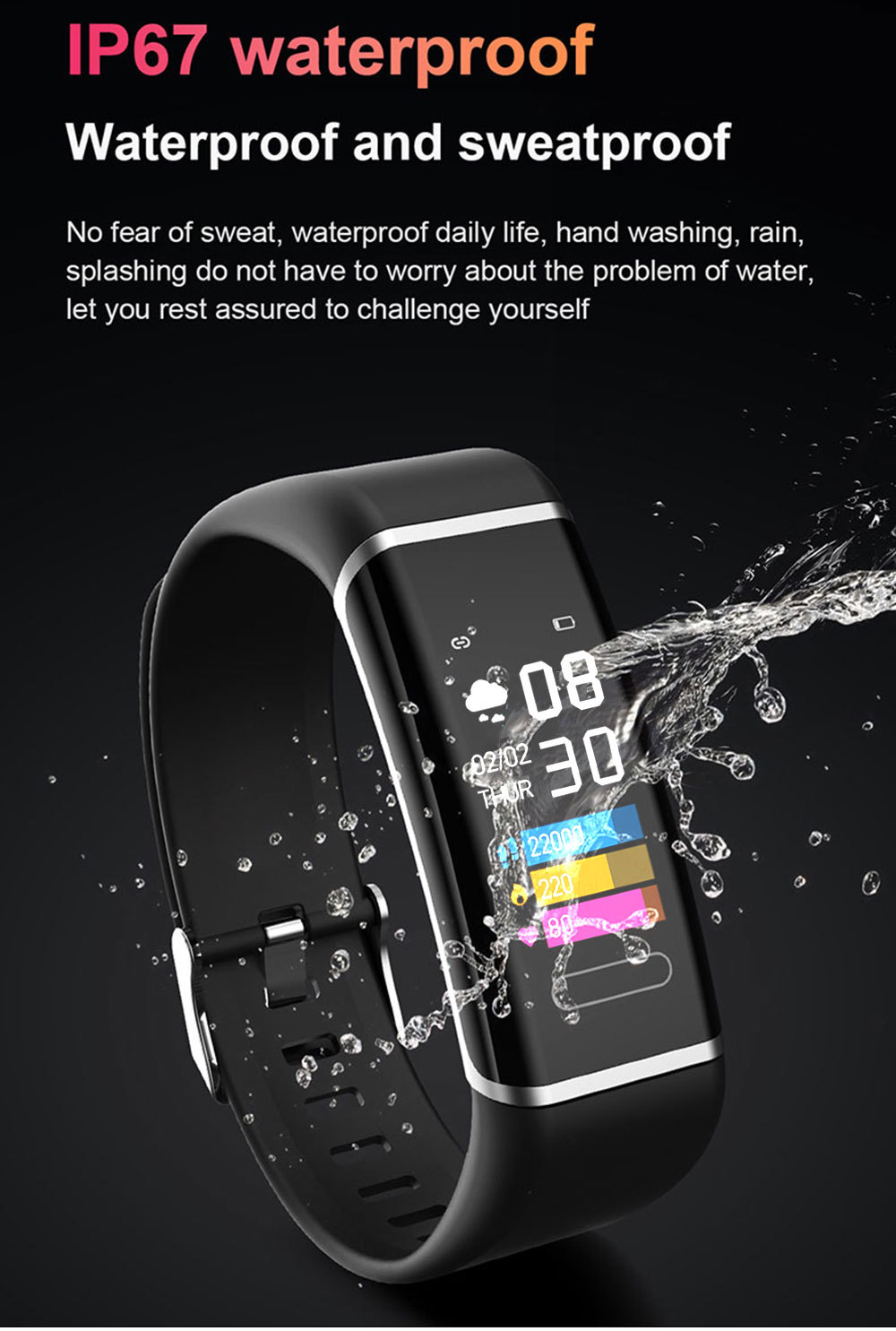 Title 13, Braccialetto CT6 Smart Motion Meter Step Scherm...