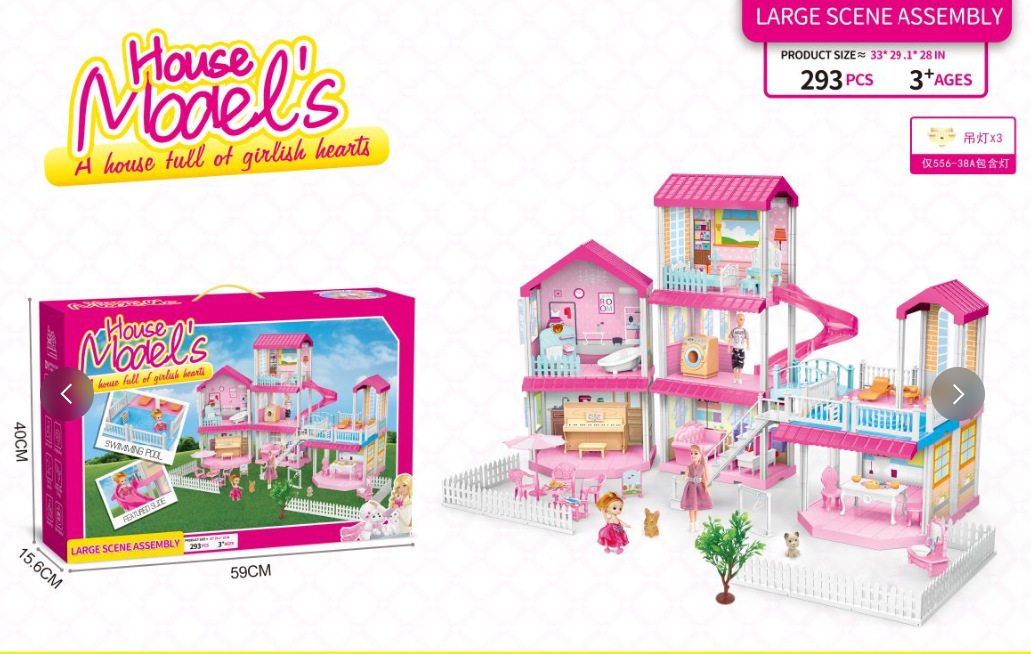 Los niños transfronterizos juegan casa princesa casa de juguete villa traje chica castillo DIY bloques de construcción simulación casa de muñecas