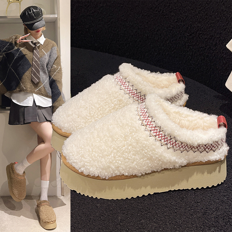 Cross-Border Foreign Trade Curly Wool Cotton Slippers 2026 Autumn and Winter New Style Fleece-Lined Warm Snow Boots Thick-Soled Slip-On Cotton Shoes Cross-Border Foreign Trade Curly Wool Cotton Slippers 2026 Autumn and Winter New Style Fleece-Lined Warm Snow Boots Thick-Soled Slip-On Cotton Shoes