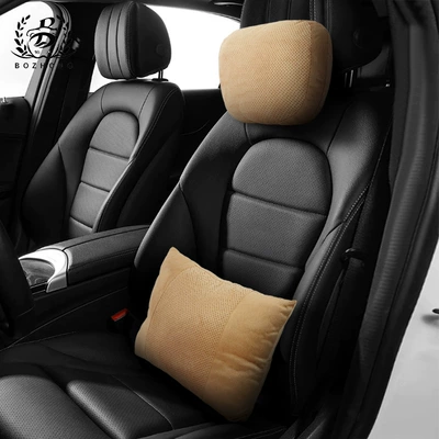 Headrest Support Neck Pillow Perforated - upgraded-punched-suede-cognac-color-set