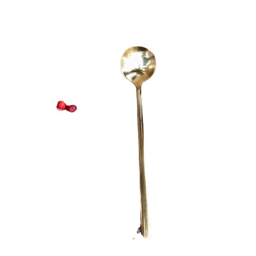 Ins style simple golden stainless steel small round spoon 15cm gold-plated coffee stirring spoon light luxury dessert spoon accessories