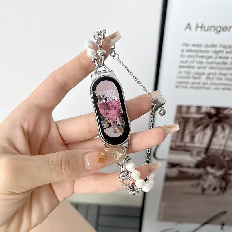 Suitable for Xiaomi Mi Band 10/9/8 Generation Nfc8/9Pro Version Wristband Watch Strap Metal Small Fragrance Pearl Women's Light