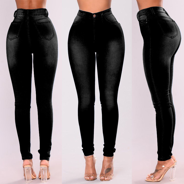 Jeans de Mujer de Cintura Alta, Elásticos y Ajustados, Moda Transfronteriza Europea y Americana