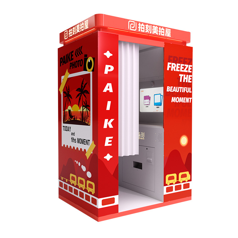 Cabina de fotos de autoservicio con escáner integrado para tomar retratos en lugares turísticos, uso comercial en centros comerciales, fabricante de cabinas de fotos inteligentes